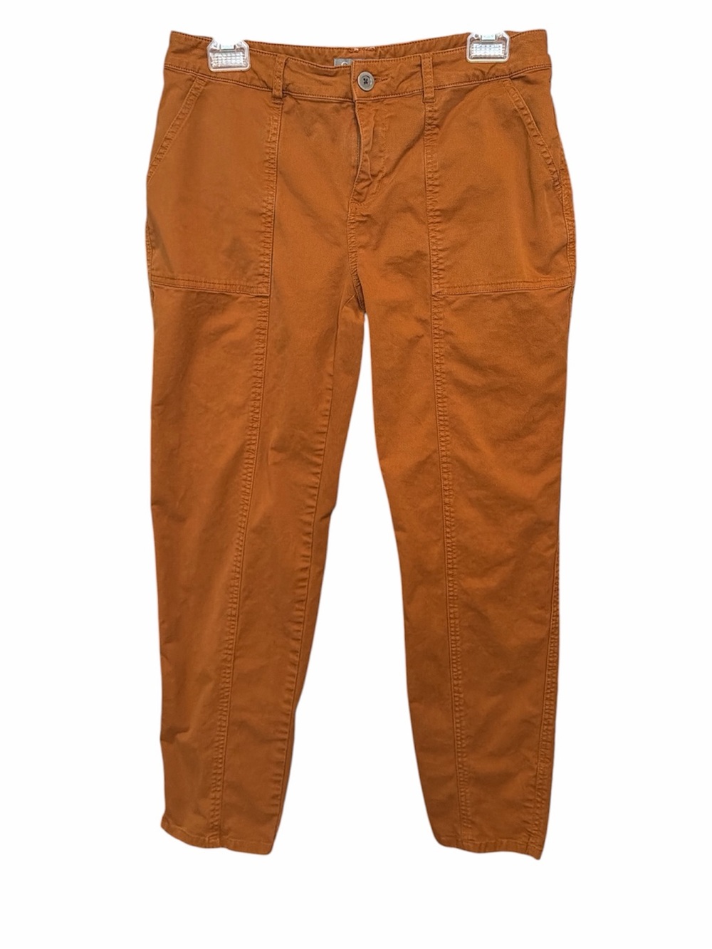 Garnet Hill twill chino cropped pants size 6 camel brown tan preppy casual work